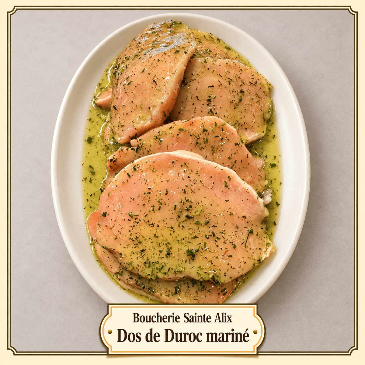Dos de Duroc mariné - Boucherie Sainte Alix